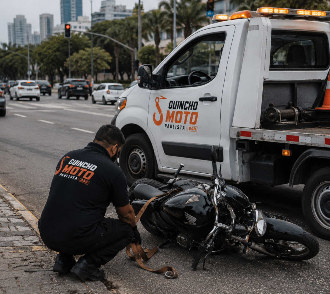 Remoção de moto após acidente — suporte para seguradoras